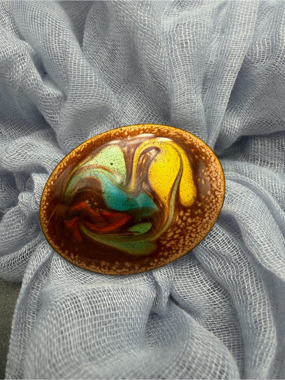 Vintage Copper Enamel Scarf Clip #434SC
